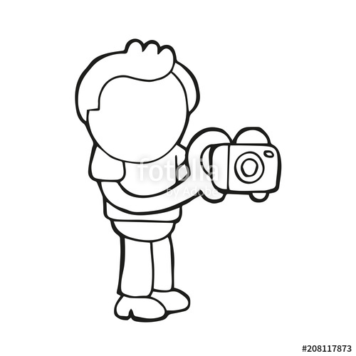 500x500 Vector Hand Drawn Cartoon Of Photographer Man Standing Shooting