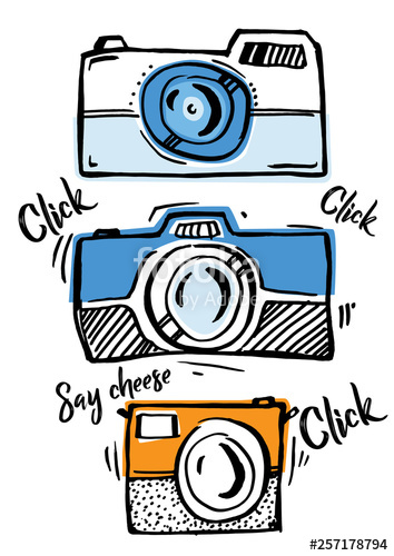 354x500 Cartoon Cameras With Colors Hand Drawing Vector Icon Stock Image