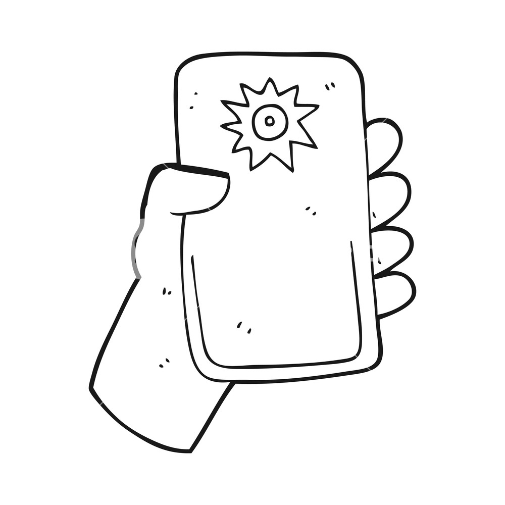 1000x1000 Freehand Drawn Black And White Cartoon Camera Taking Photo Royalty