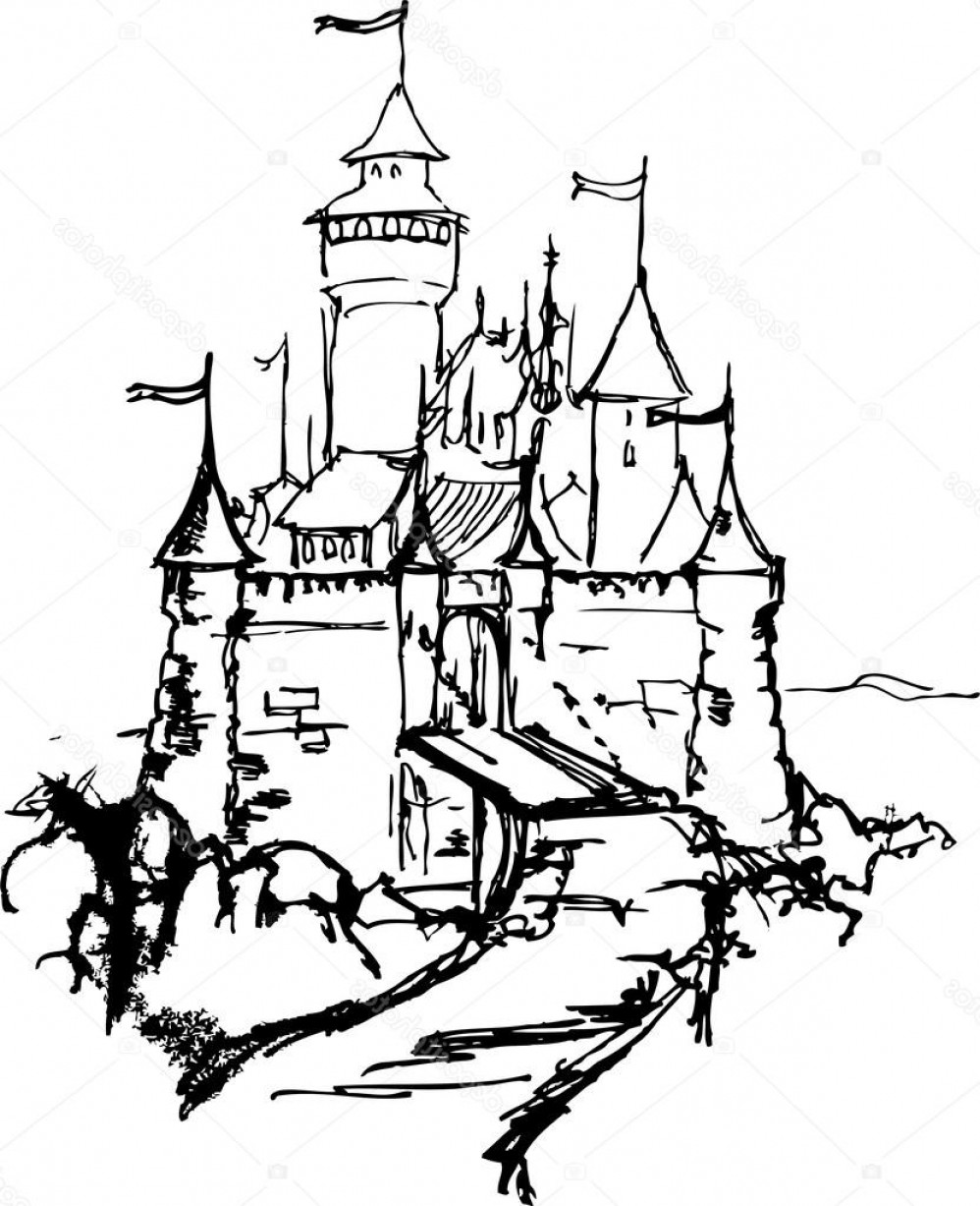 Рисунок старой крепости. Старинный замок рисунок. Замок рисунок карандашом. Замок эскиз. Замок Графика.