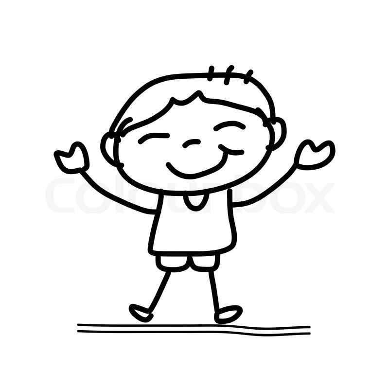 800x800 Hand Drawing Cartoon Character Happy Stock Vector Colourbox