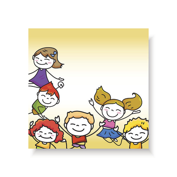 600x600 Happy Kids Hand Drawing Cartoon Character Boys And Girls Jumping