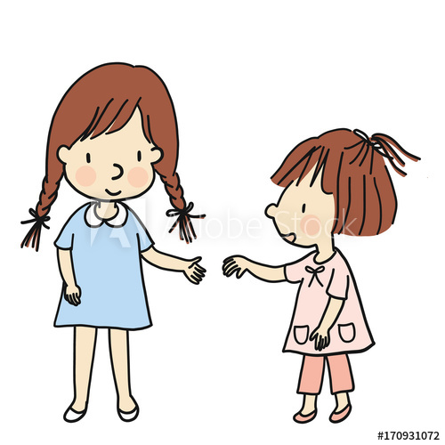 500x500 Vector Illustration Of Two Little Kids Coming To Hold Hands