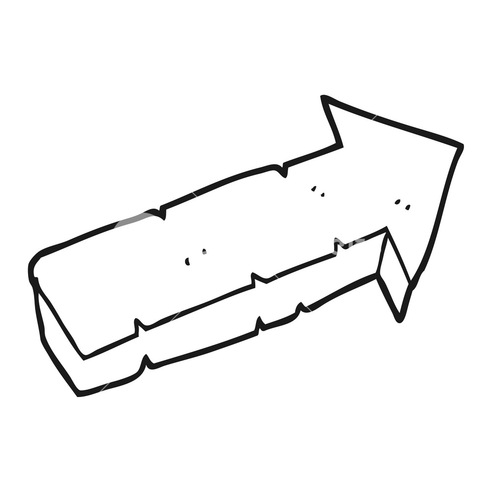 1000x1000 Freehand Drawn Black And White Cartoon Stone Pointing Arrow