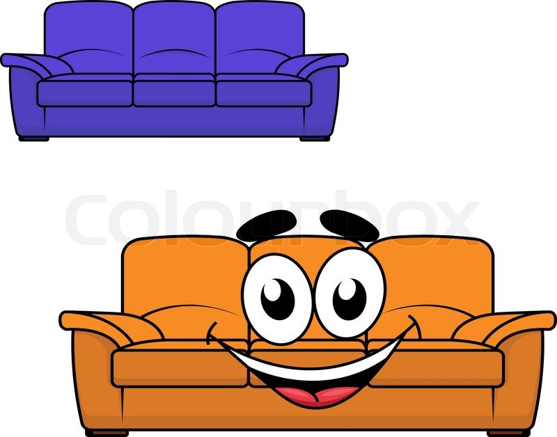 800x628 Cartoon Smiling Couch Furniture Stock Vector Colourbox