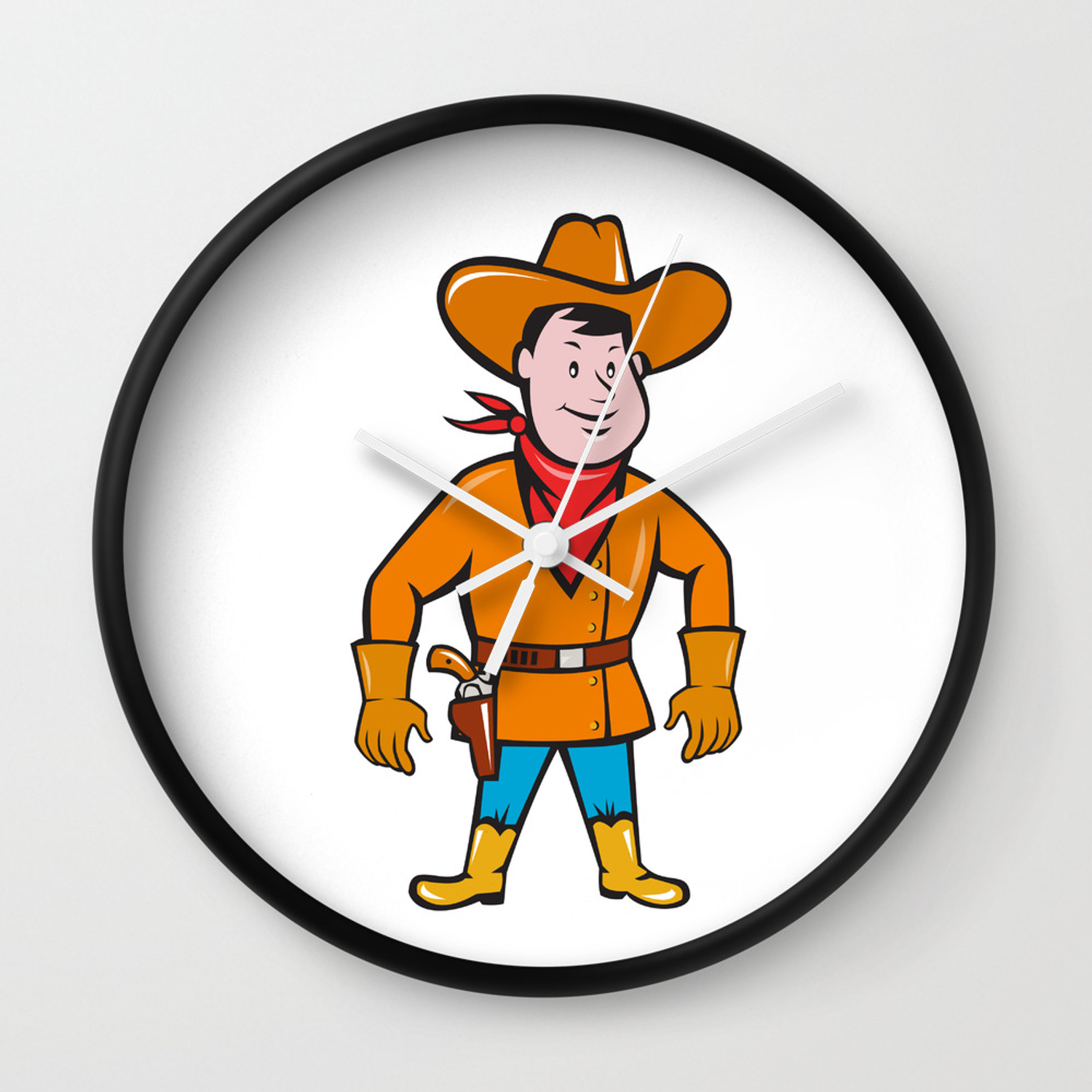 1500x1500 Cowboy Standing Drawing Gun Cartoon Wall Clock