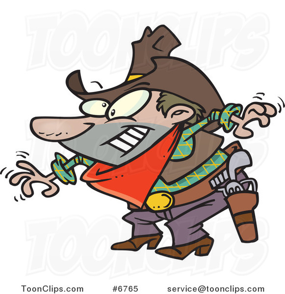 581x600 Cartoon Cowboy Drawing His Guns