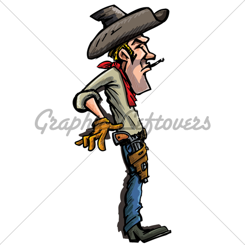 500x500 Cartoon Cowboy Ready To Draw His Guns Gl Stock Images