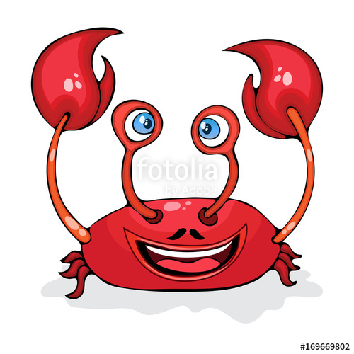 500x500 Cartoon Funny Crab, Cancer, Painted Character, Isolated On White