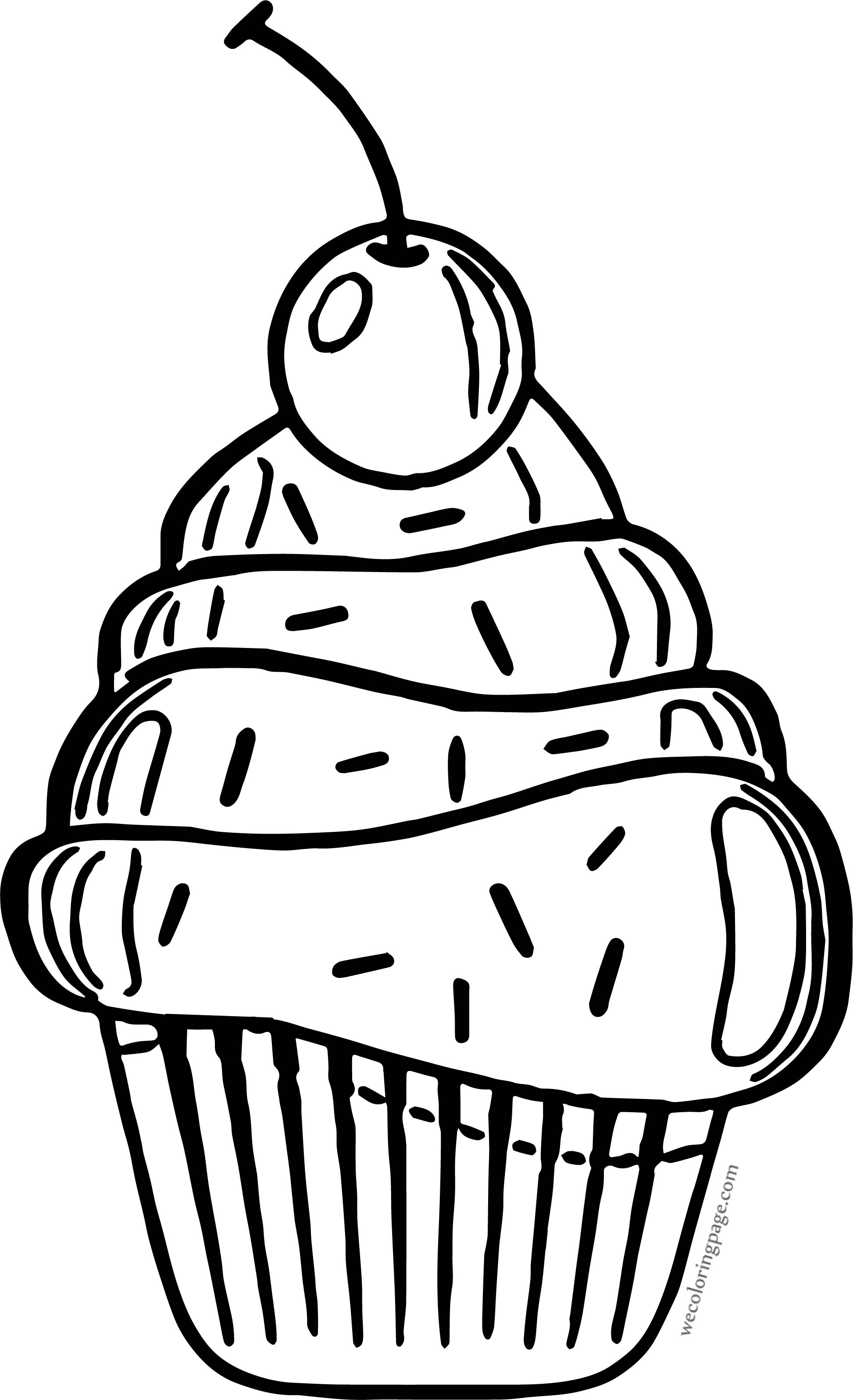 1945x3191 Cartoon Cherry Big Cupcake Crema Coloring