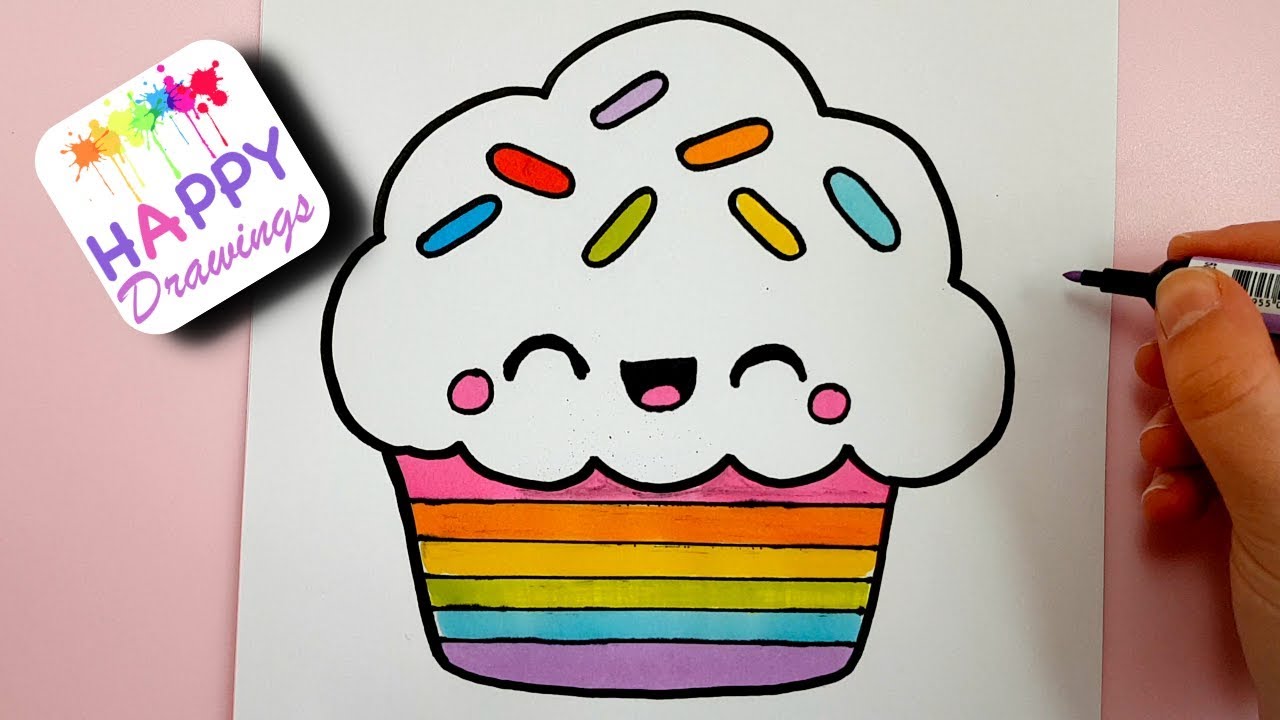 1280x720 How To Draw A Cute Rainbow Cupcake Easy Step