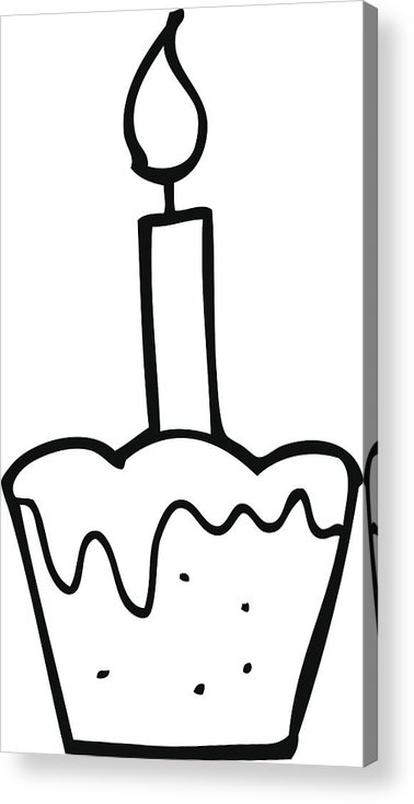 378x734 Line Drawing Cartoon Cupcake Acrylic Print