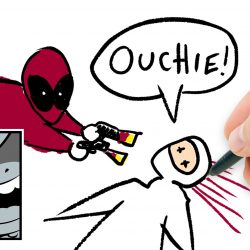 250x250 Deadpool Anime Drawing Cartoon From Movie Black And White