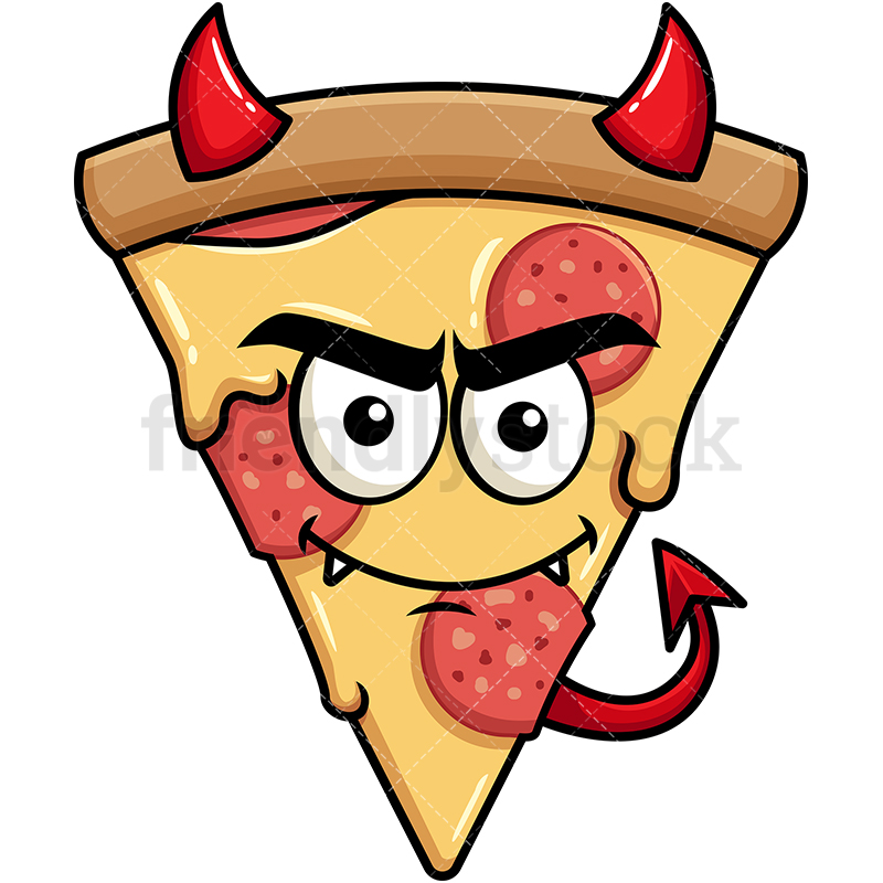 800x800 Crafty Devil Pizza Emoji Cartoon Vector Clipart