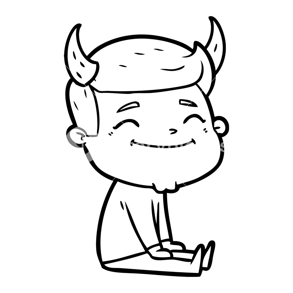 1000x1000 Happy Cartoon Man With Devil Horns Royalty Free Stock Image