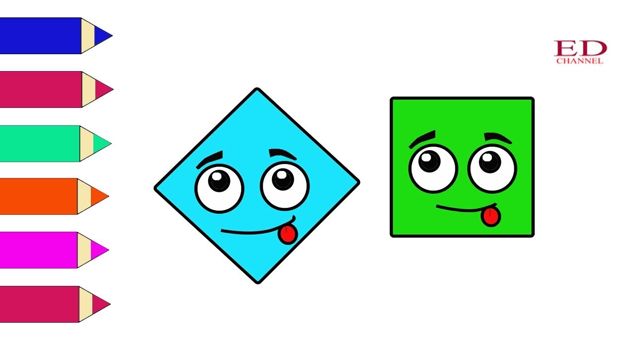 1280x720 How To Draw Cartoon Diamond And Square Coloring Pages Shape Step