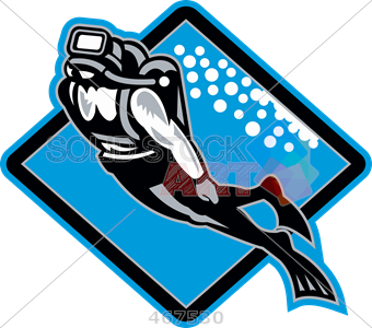 340x300 Stock Illustration Of Old Fashioned Cartoon Drawing Of Scuba Diver