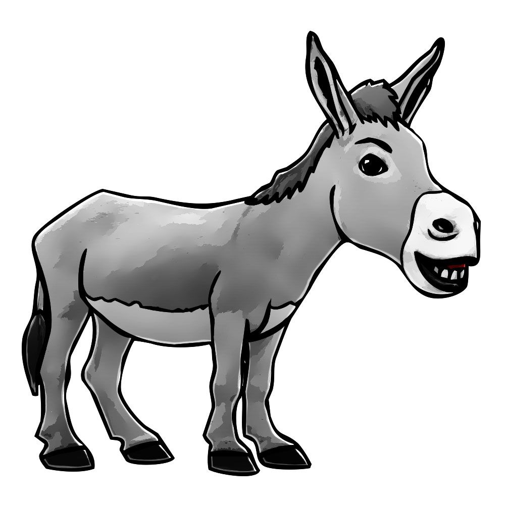 1000x1000 Donkey Cartoon Drawing In Steps With Photoshop Hee Haw