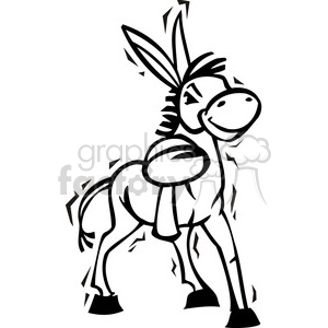 300x300 Black And White Democrat Cartoon Donkey Clipart Royalty Free