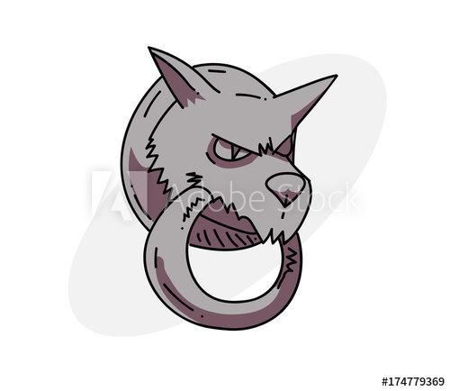 500x434 Spooky Door Knob Cartoon Hand Drawn Image Original Colorful