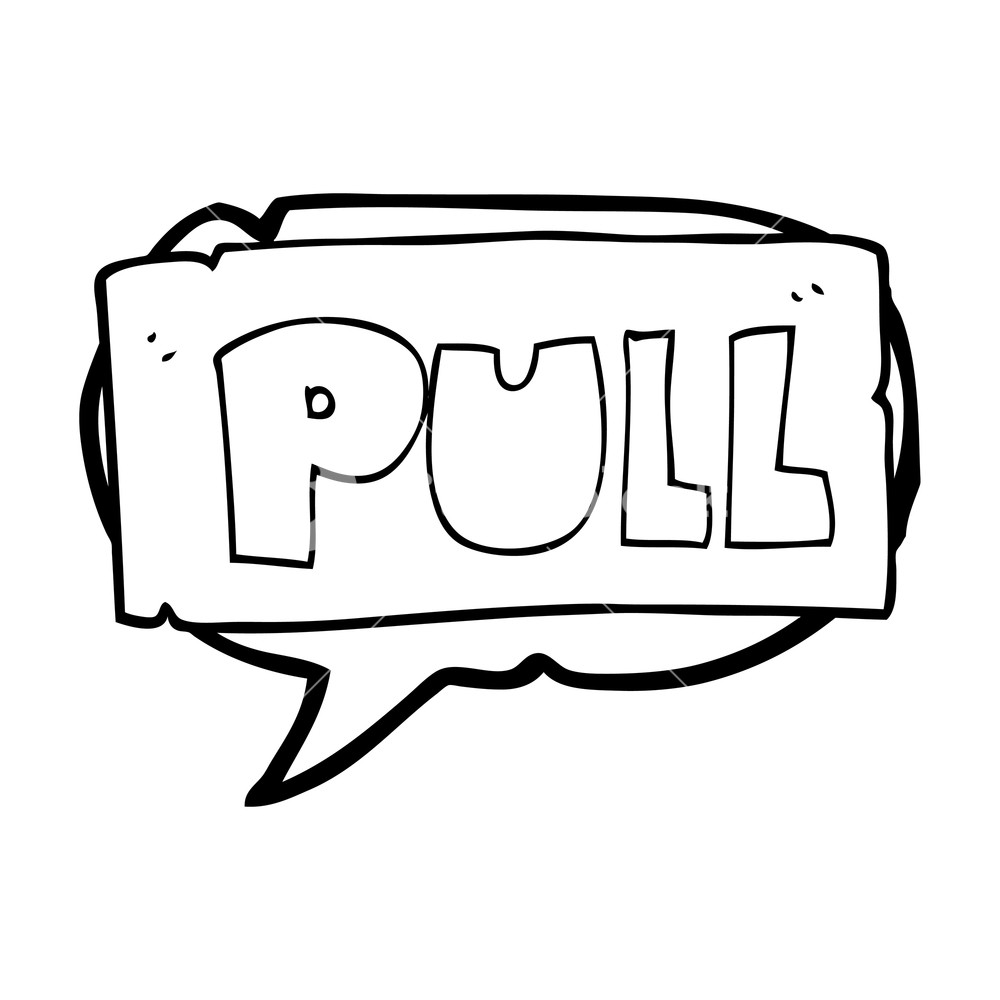 1000x1000 Freehand Drawn Speech Bubble Cartoon Door Pull Sign Royalty Free