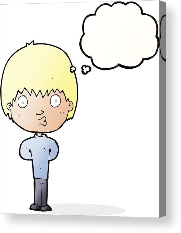 584x750 Cartoon Whistling Boy With Thought Bubble Acrylic Print