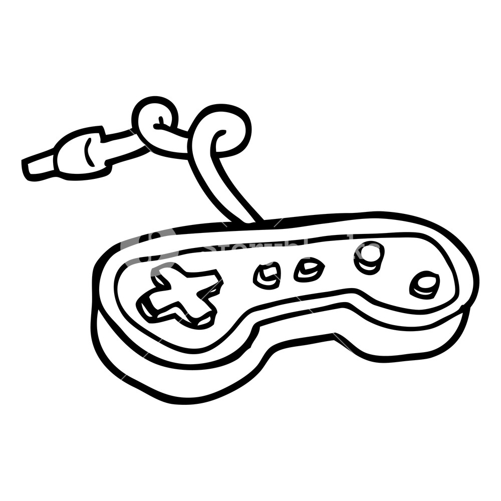 1000x1000 Black And White Cartoon Games Controller Royalty Free Stock Image