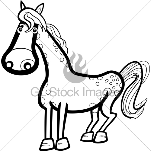 500x500 Horse Farm Animal Cartoon For Coloring Gl Stock Images