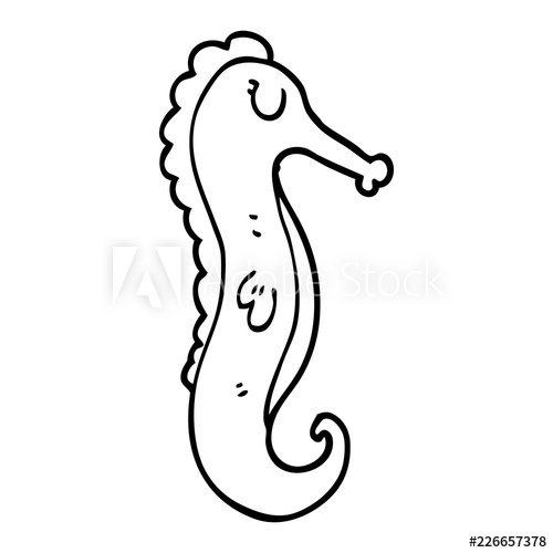 500x500 Line Drawing Cartoon Sea Horse