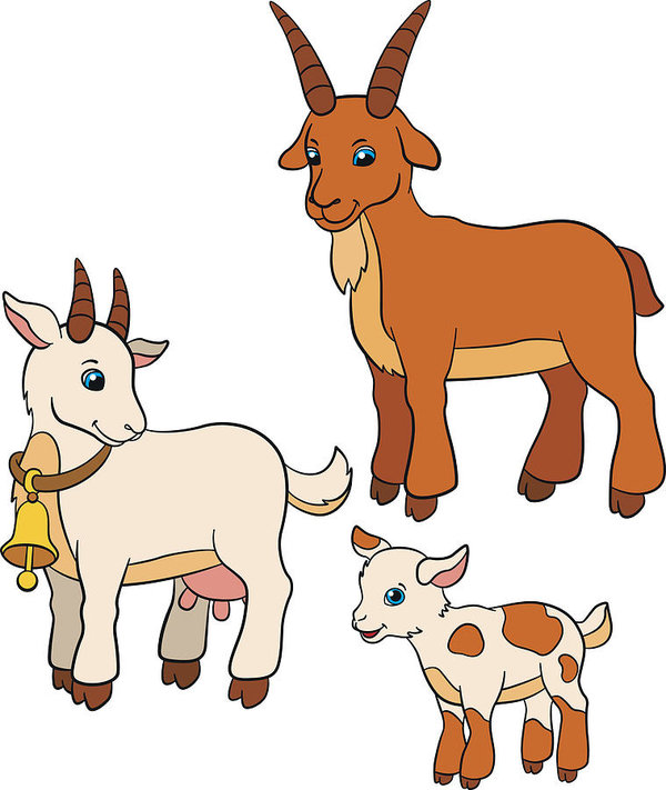600x711 Cartoon Farm Animals For Kids Goat Family Art Print