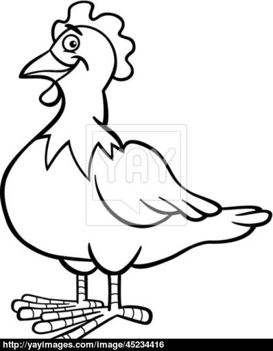 398x512 Farm Hen Cartoon For Coloring Book Vector