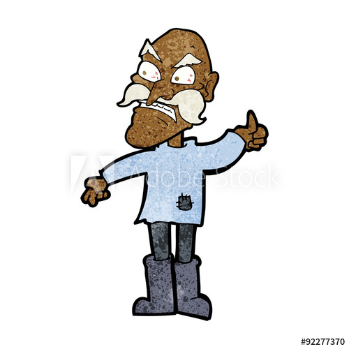 500x500 Cartoon Angry Old Man In Patched Clothing