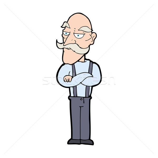 600x600 Cartoon Bored Old Man Vector Illustration Lineartestpilot
