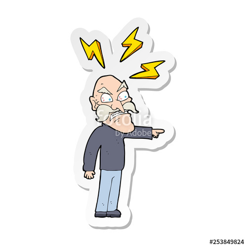 500x500 Sticker Of A Cartoon Angry Old Man Stock Image And Royalty Free