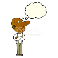 235x235 Cartoon Old Man With Folded Arms With Thought Bubble Stock Photos