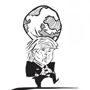 300x300 Donald Trump And Earth At His Head Caricature Vector Lazttweet