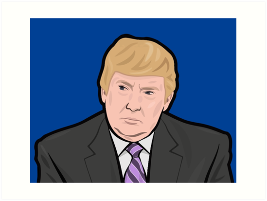 549x413 Donald Trump Cartoon Toon Drawing Funny Crazy Election Art Prints