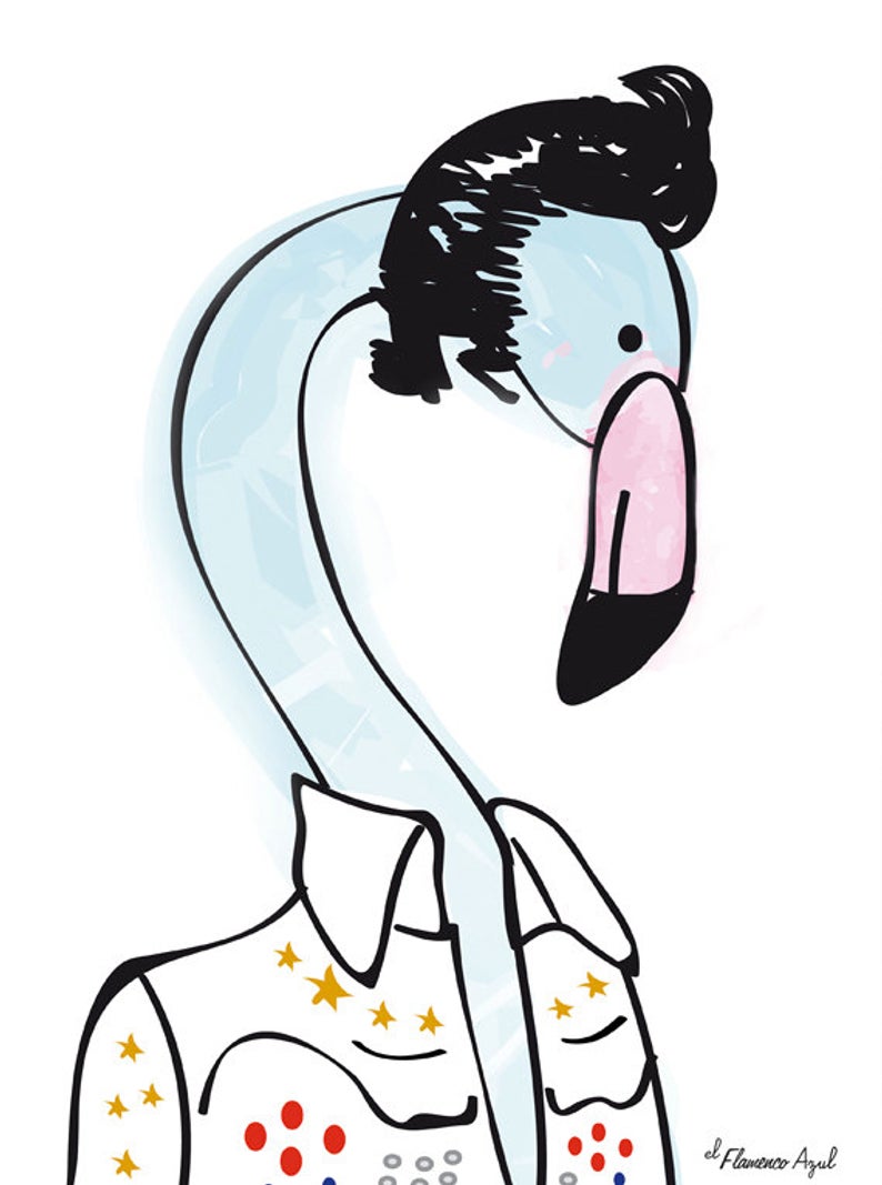 794x1067 Elvis Presley Flamingo Digital Illustrator Print Famous Etsy