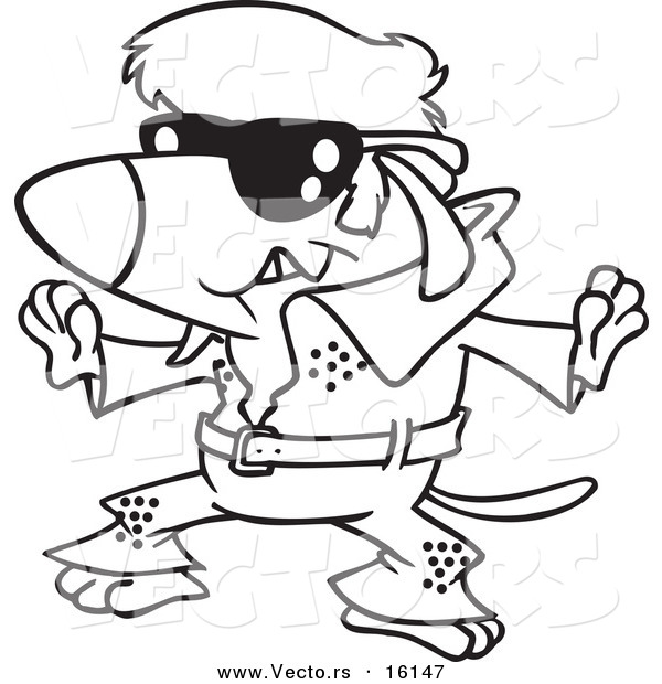 600x620 vector of a cartoon elvis impersonator dog dancing