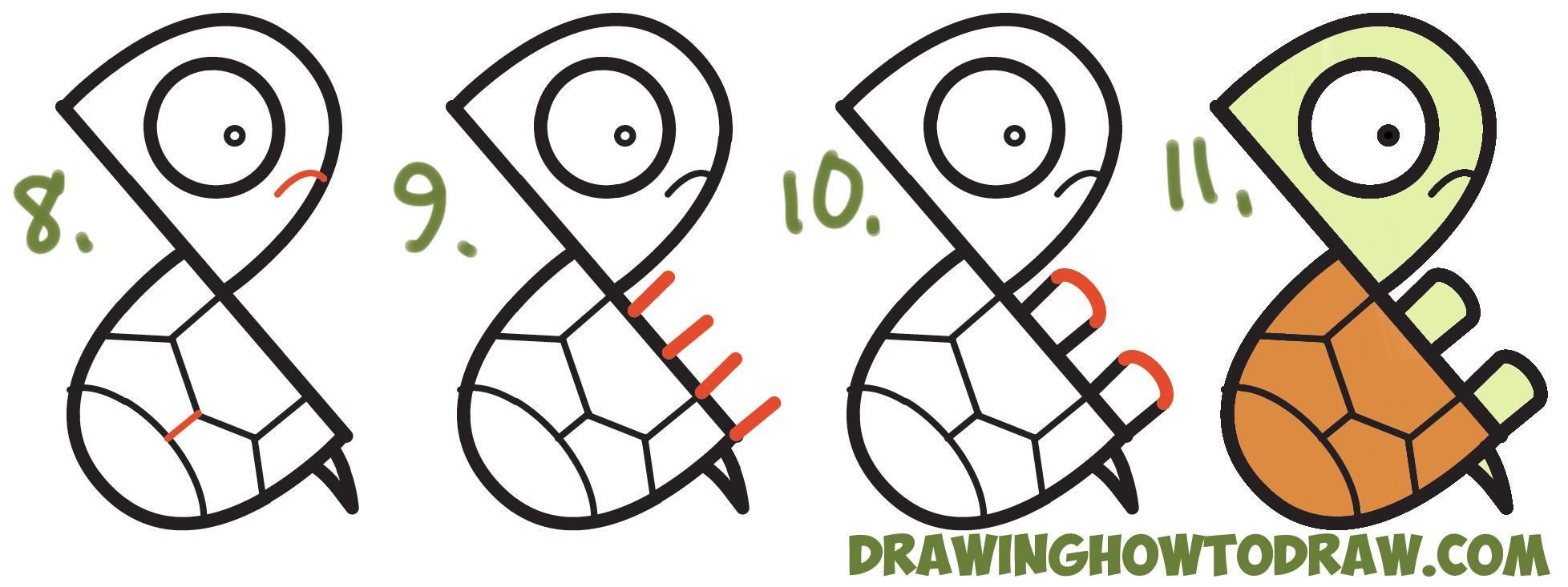 1956x733 How To Draw Cute Cartoon Turtle Letter P Easy Step