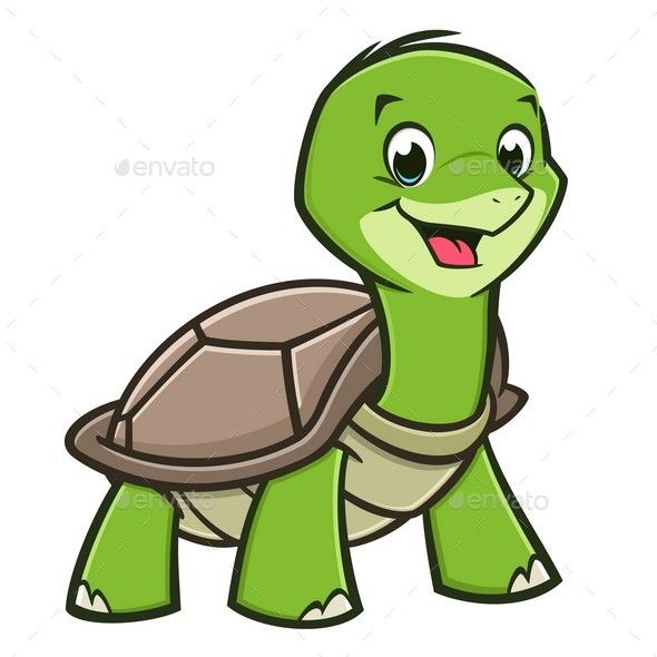590x590 Vector Illustration Of A Cutely Smiling Cartoon Baby Turtle