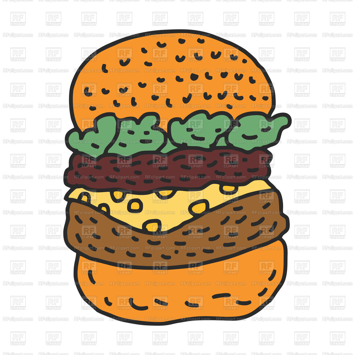 1200x1200 Hamburger Drawing Isolated Cartoon Style Vector Image Of Food