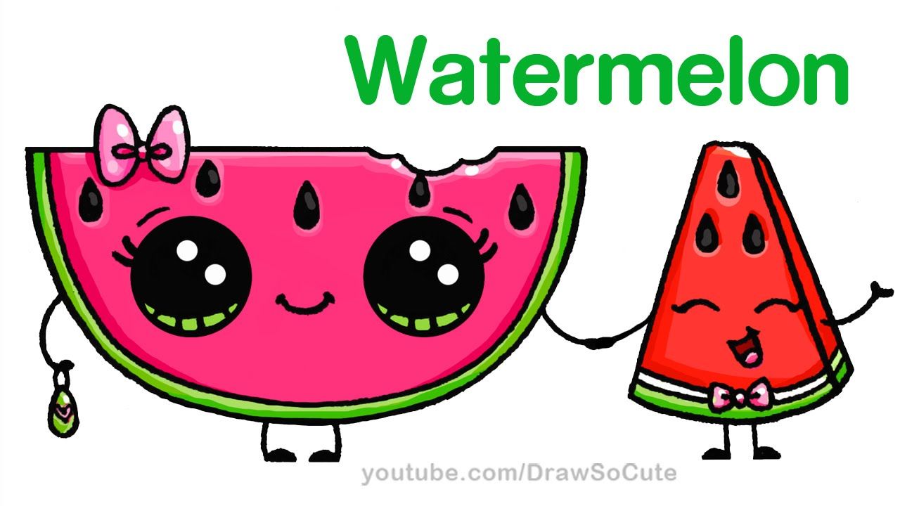 1280x720 How To Draw Watermelon Slice Cute Step