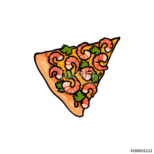 500x500 Vector Flat Pizza Slice With Seafood