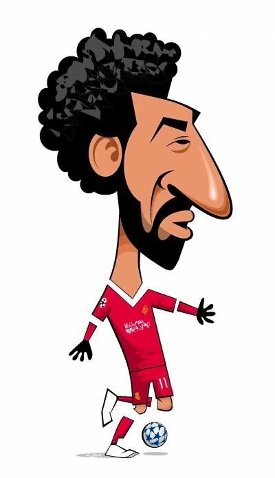 400x695 Mo Slah Cartoon Faces Caricature, Mohamed Salah