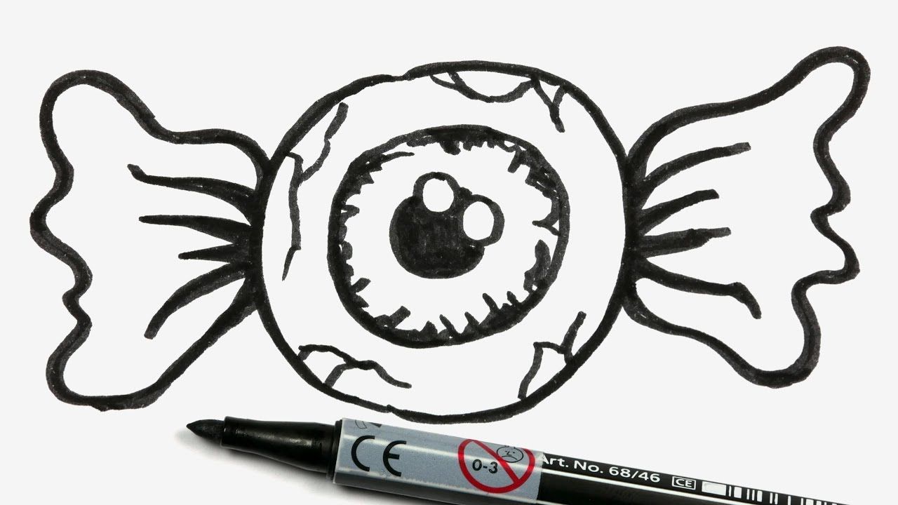 1280x720 Draw A Cartoon Halloween Eyeball Candy Easy Doodle For Kids