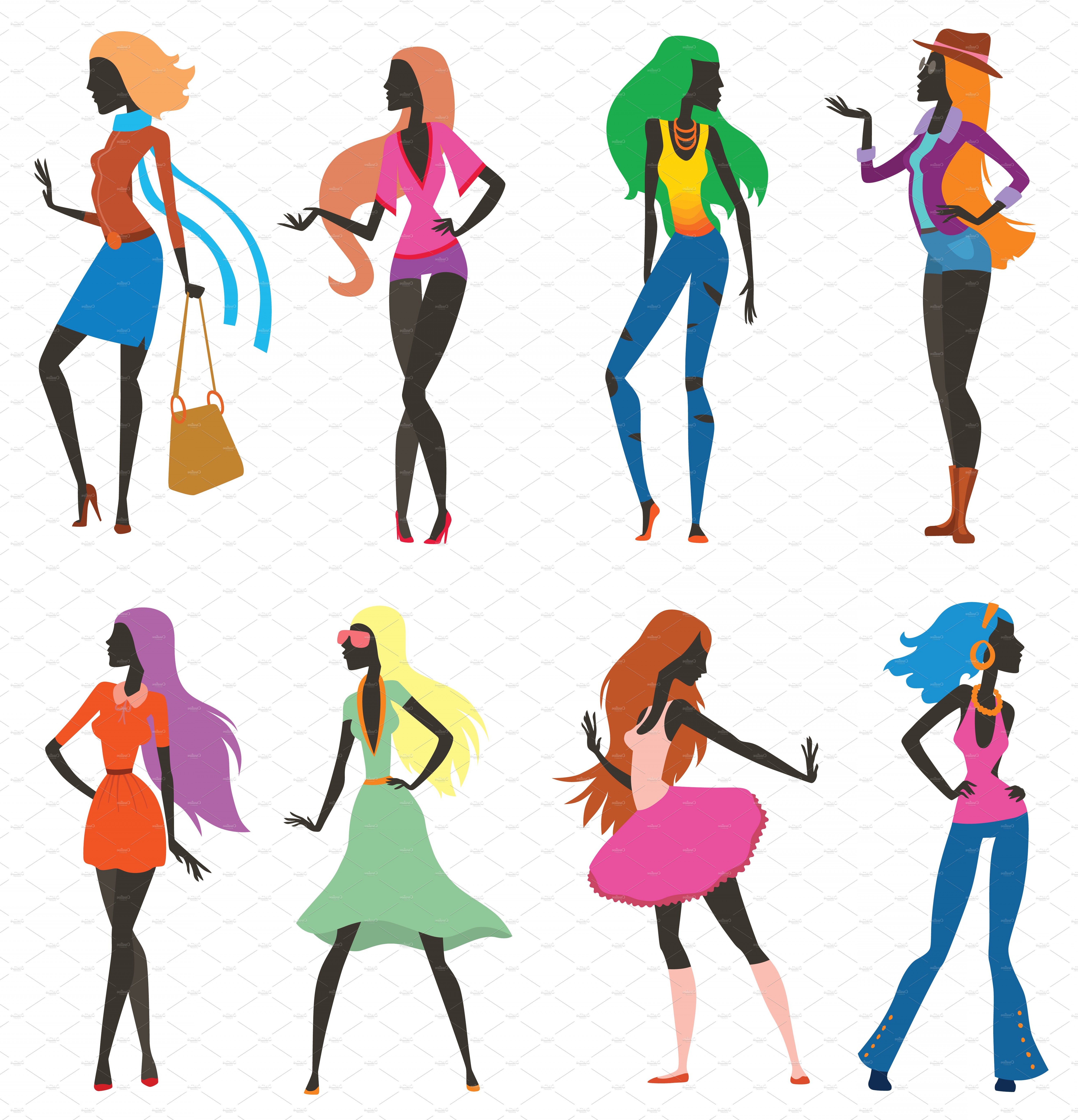 6000x6231 Fashion Girls Cartoon People Vector Catamart