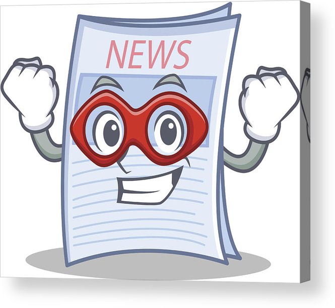 665x612 Super Hero Newspaper Character Cartoon Style Acrylic Print