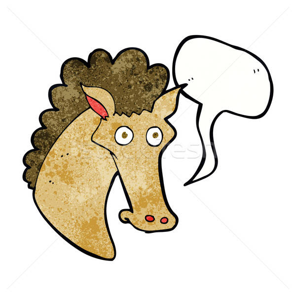 600x600 Cartoon Horse Head With Speech Bubble Vector Illustration