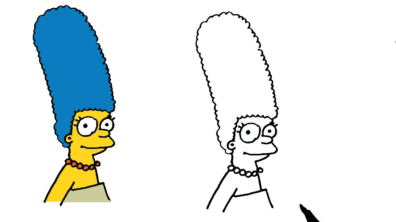 1280x720 how to draw marge simpson in easy steps for children beginners